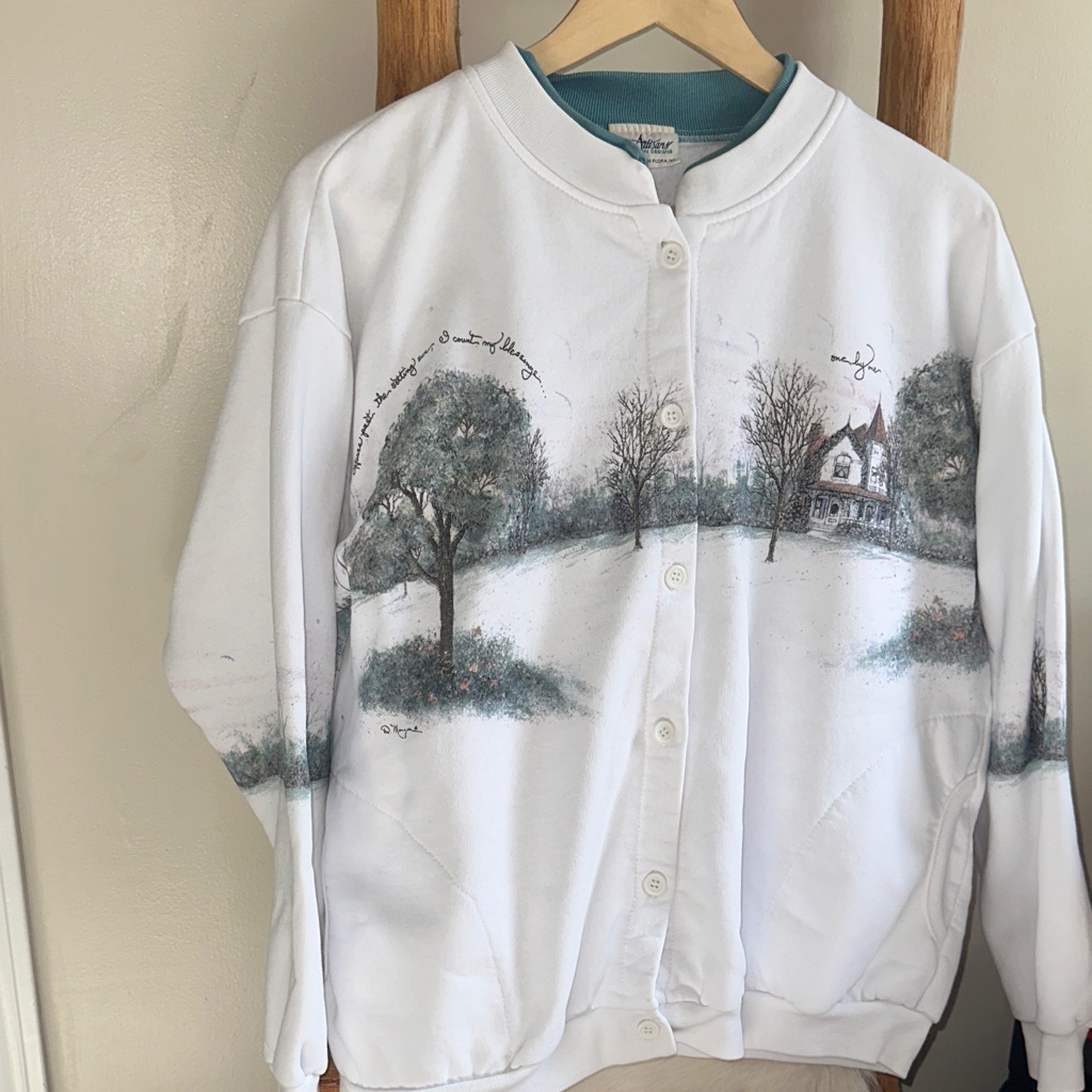 Super Rare Vintage Scenic Landscape Print Button Up Sweatshirt 1970s Super Rare Vintage Scenic Landscape Print Button Up Sweatshirt 1970s